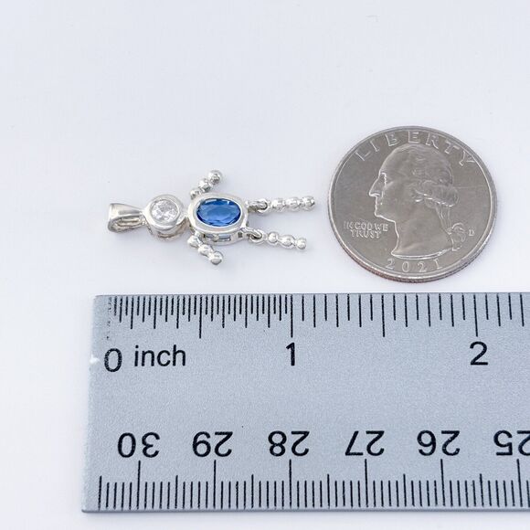 Vintage Sterling Silver 925 Blue Cubic Zirconia Boy Pendant - Picture 7 of 7